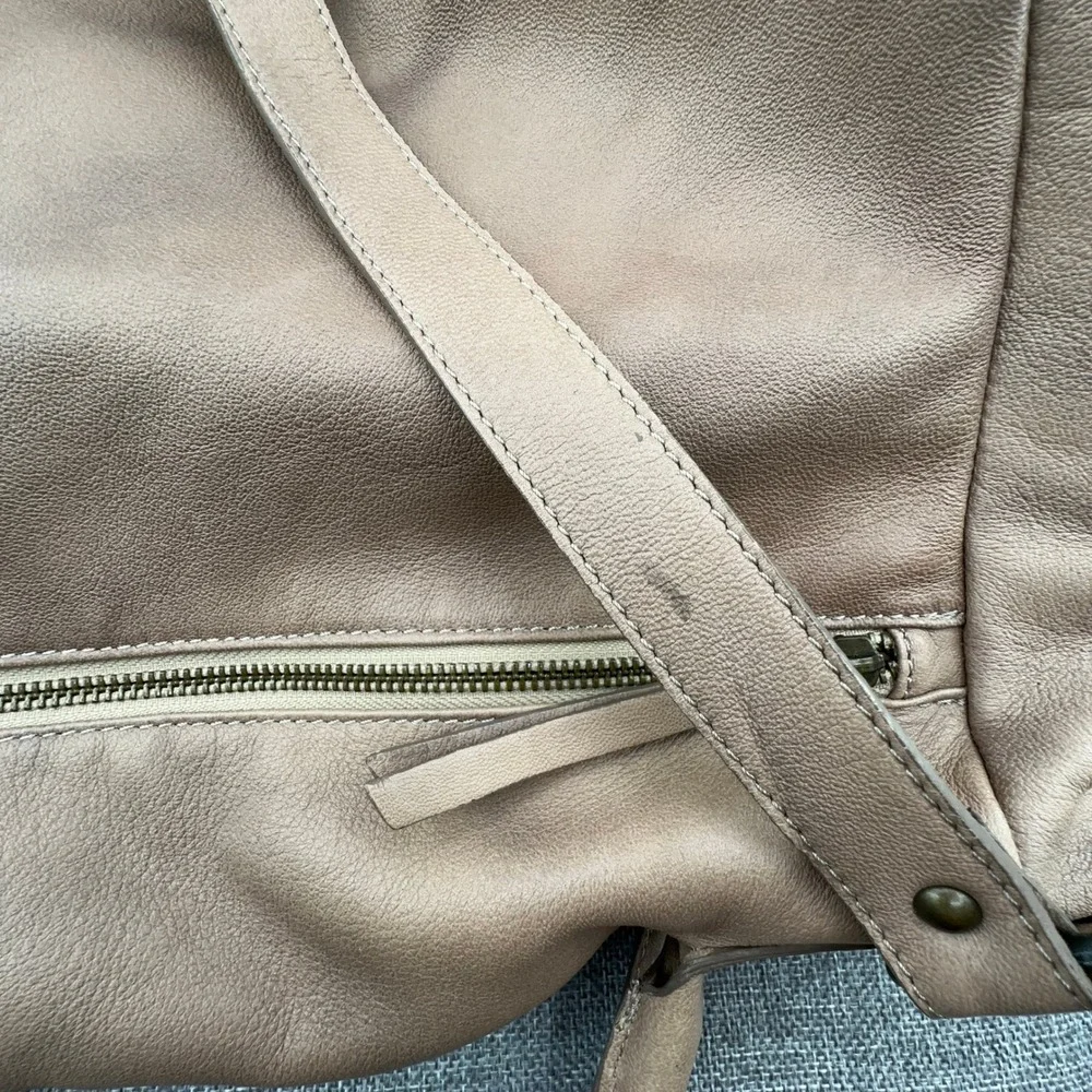 Gianni Notaro Bag Large Nude Leather Hobo Crossbody Shoulder Purse Made in Italy